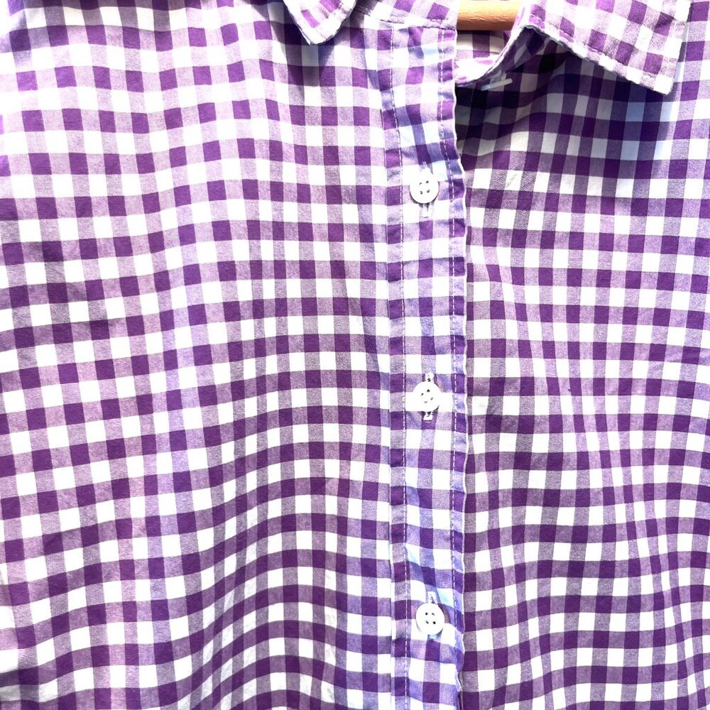 J. Crew Sz 10 Purple Gingham Lightweight Cotton Shirt in Signature Fit Button Up - Picture 5 of 8